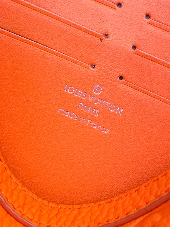 Louis Vuitton Pochette Voyage Monogram embossed cowhide leather MM M61692 orange