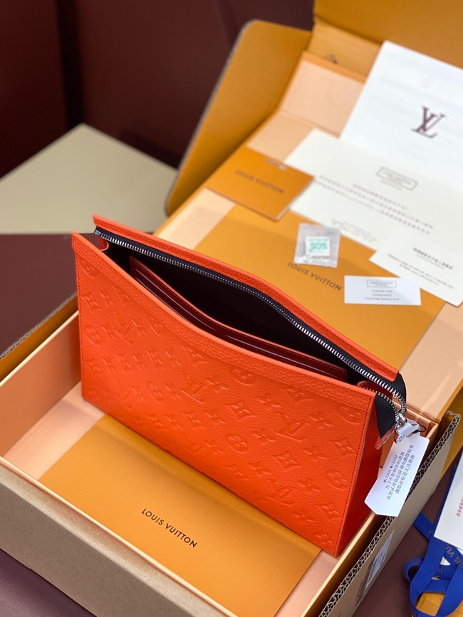 Louis Vuitton Pochette Voyage Monogram embossed cowhide leather MM M61692 orange