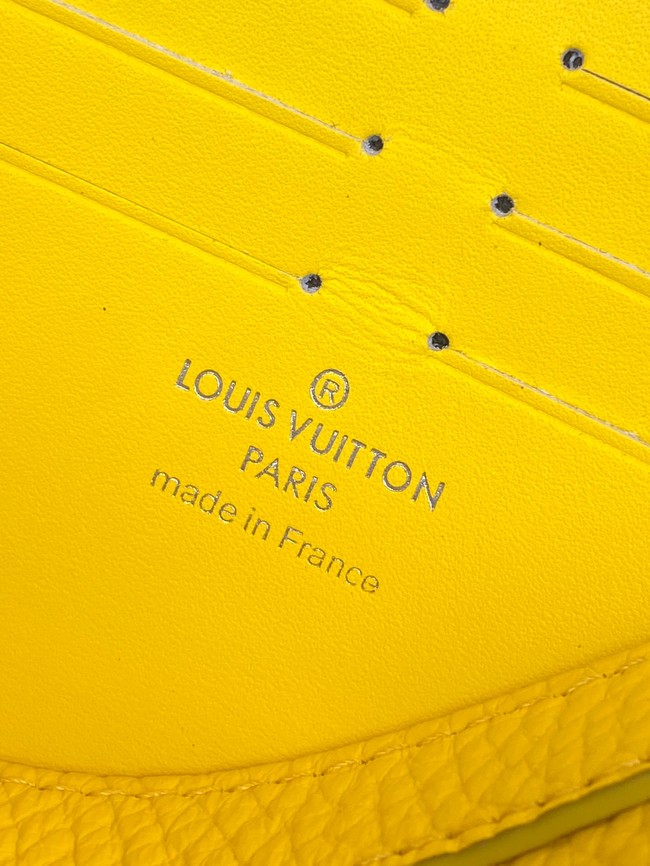 Louis Vuitton Pochette Voyage Monogram embossed cowhide leather MM M61692 yellow