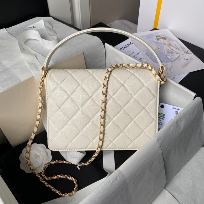 Chanel FLAP BAG WITH TOP HANDLE AS6261 white