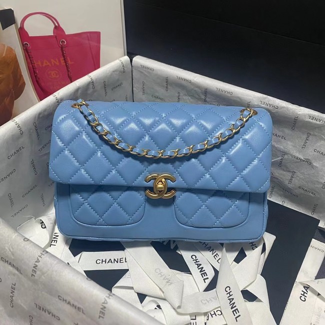 CHANEL FLAP BAG Lambskin 23365 blue