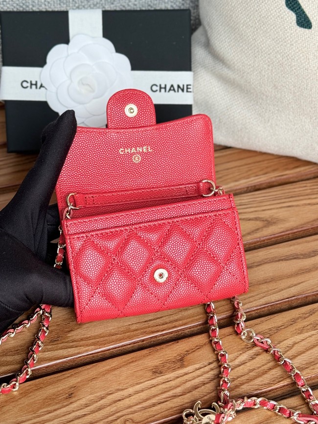 Chanel MINI BELT BAG Gold-Tone Metal A81081 red