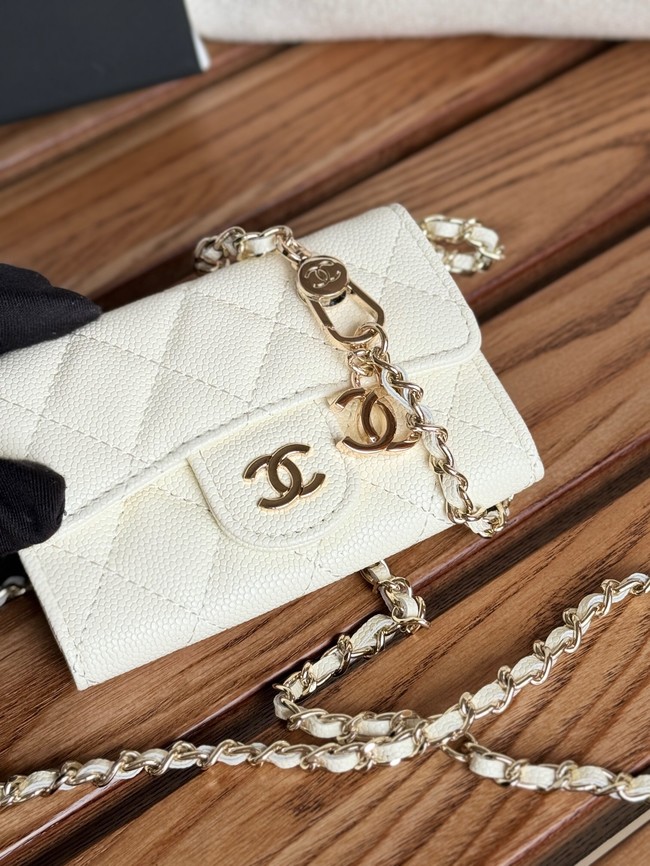 Chanel MINI BELT BAG Gold-Tone Metal A81081 white