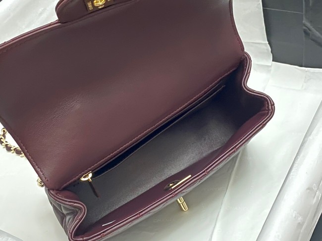 Chanel MINI FLAP BAG WITH TOP HANDLE AS4924 Dark Burgundy