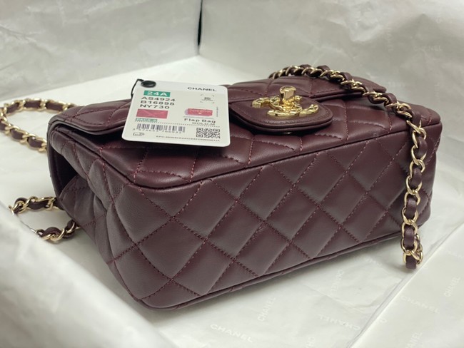 Chanel MINI FLAP BAG WITH TOP HANDLE AS4924 Dark Burgundy