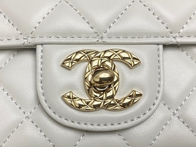 Chanel MINI FLAP BAG WITH TOP HANDLE AS4924 white