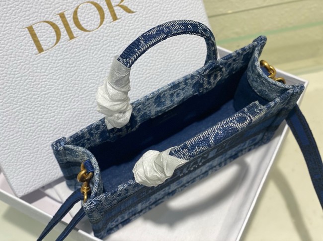 Mini Dior Book Tote Blue Denim Dior Oblique Jacquard S5573CE