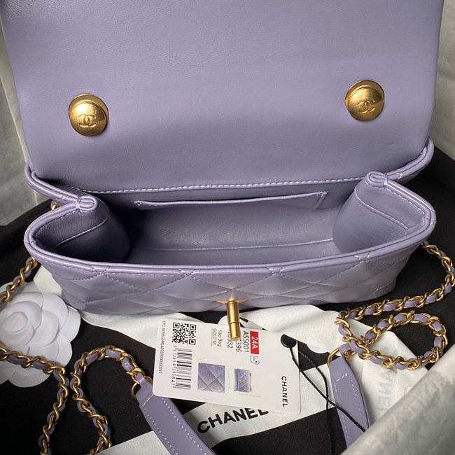 Chanel MINI FLAP BAG WITH TOP HANDLE AS5001 Light Purple