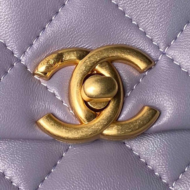 Chanel MINI FLAP BAG WITH TOP HANDLE AS5001 Light Purple