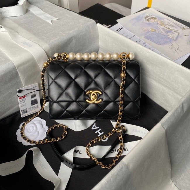 Chanel MINI FLAP BAG WITH TOP HANDLE AS5001 black