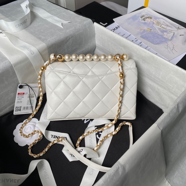 Chanel MINI FLAP BAG WITH TOP HANDLE AS5001 white