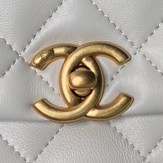 Chanel MINI FLAP BAG WITH TOP HANDLE AS5001 white