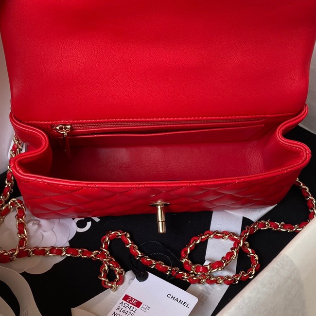 Chanel 24A mini flap bag with top handle AS2431 RED