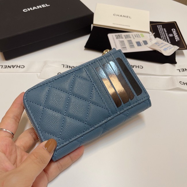 Chanel CLASSIC CARD HOLDER AP3179 blue