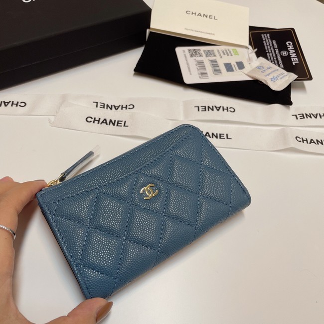 Chanel CLASSIC CARD HOLDER AP3179 blue