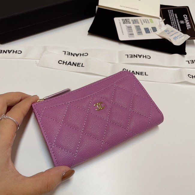 Chanel CLASSIC CARD HOLDER AP3179 Purple