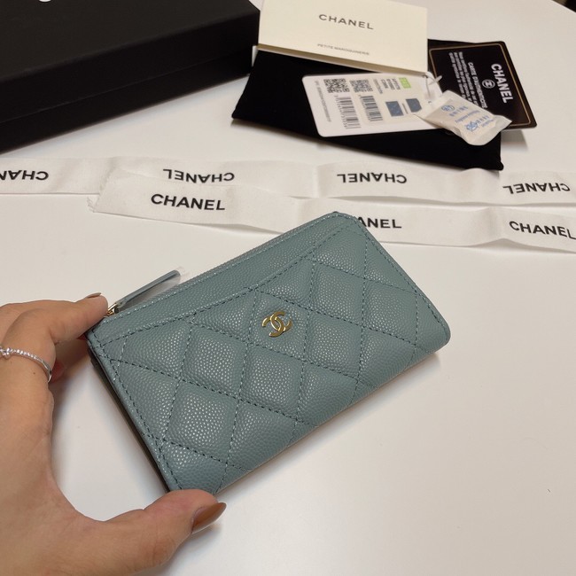 Chanel CLASSIC CARD HOLDER AP3179 sky blue