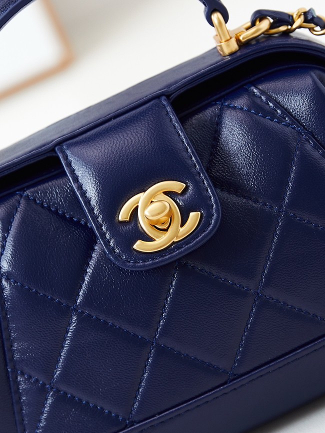 CHANEL 24A MINI BAG WITH TOP HANDLE AS4958 dark blue