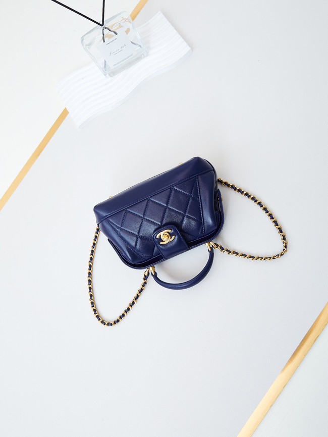 CHANEL 24A MINI BAG WITH TOP HANDLE AS4958 dark blue