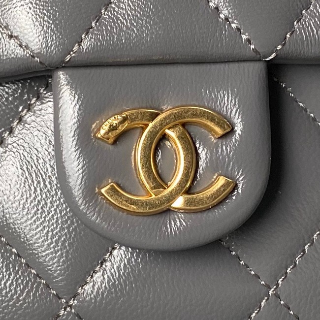 CHANEL 24A SMALL FLAP BAG WITH TOP HANDLE AS4993 Gray