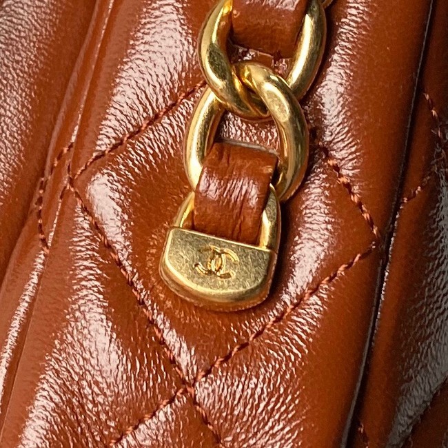 Chanel 24A small flap bag with top handle AS4993 brown