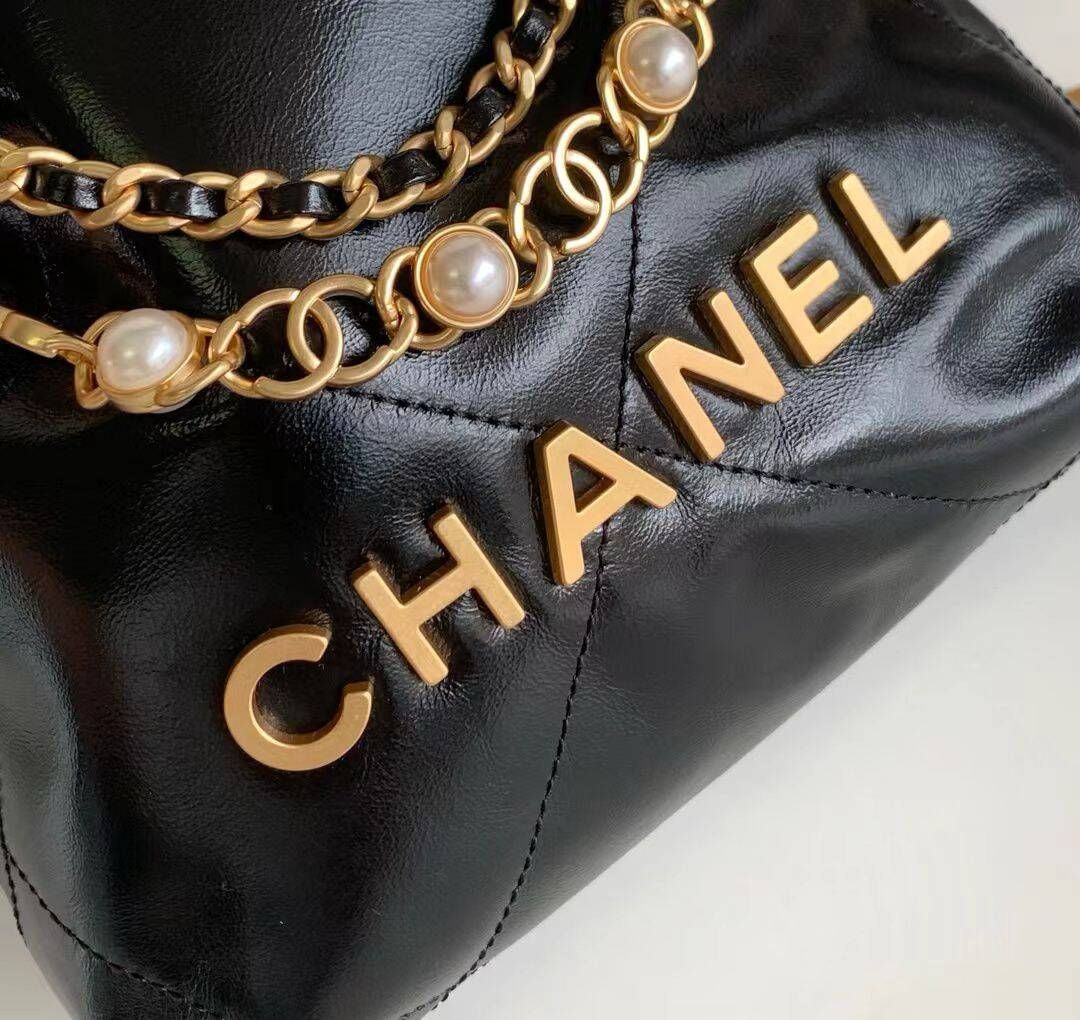 CHANEL 22 Mini Pearl Chain Handbag AS3980 Black