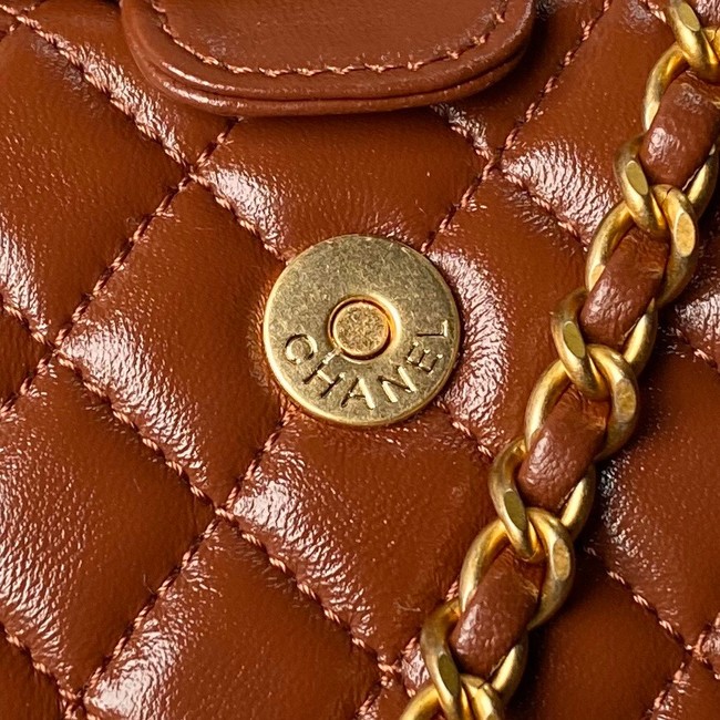 CHANEL 24A MINI BAG WITH TOP HANDLE AS4109 brown