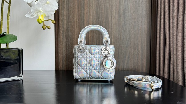 Lady Dior Micro Bag silver Cannage Lambskin S0856O