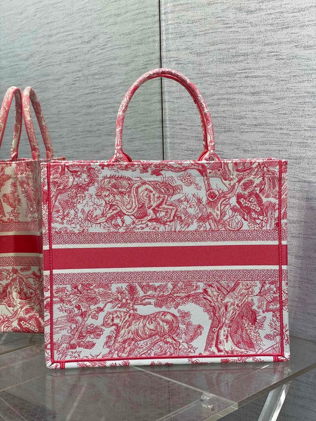 Large Dioriviera Dior Book Tote Candy Pink Toile de Jouy Embroidery M1286ZE