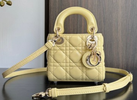 MICRO LADY DIOR BAG Yellow Cannage Lambskin S0856O