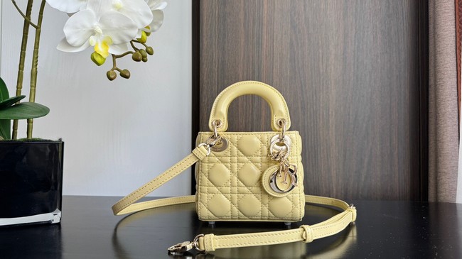 MICRO LADY DIOR BAG Yellow Cannage Lambskin S0856O