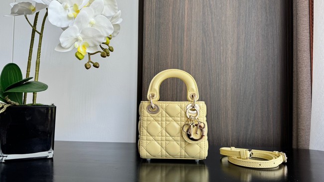 MICRO LADY DIOR BAG Yellow Cannage Lambskin S0856O