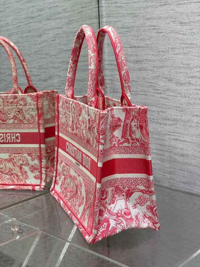 Small Dior Book Tote Candy Pink Toile de Jouy Embroidery M1265Z