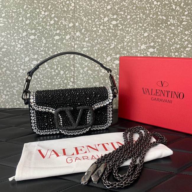 VALENTINO Super Mini Loco imitation crystal chain bag 5013 black