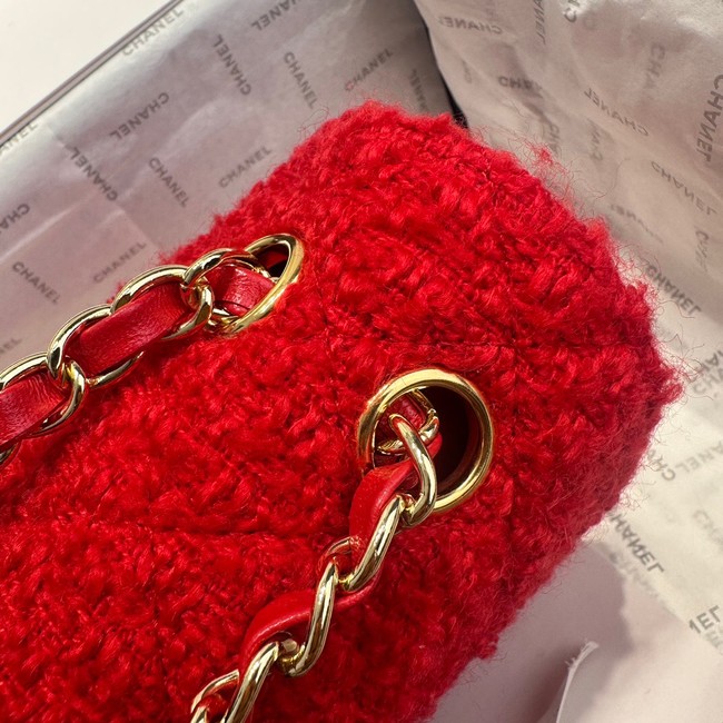 Chanel CLASSIC 11.12 HANDBAG Wool Tweed & Gold-Tone Metal A01112 Red