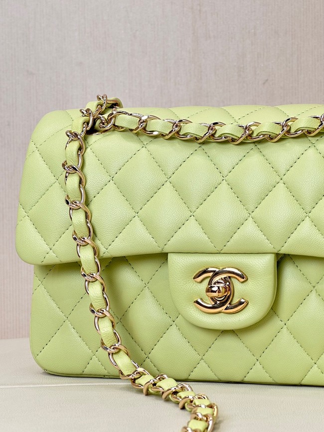 Chanel CLASSIC HANDBAG Lambskin & Gold-Tone Metal A01113 light green