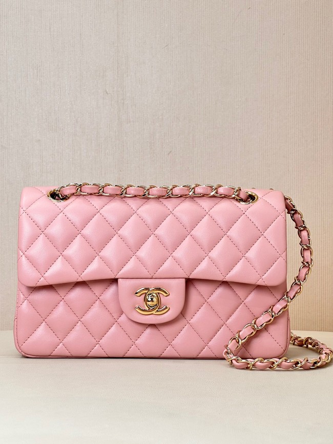 Chanel CLASSIC HANDBAG Lambskin & Gold-Tone Metal A01113 pink