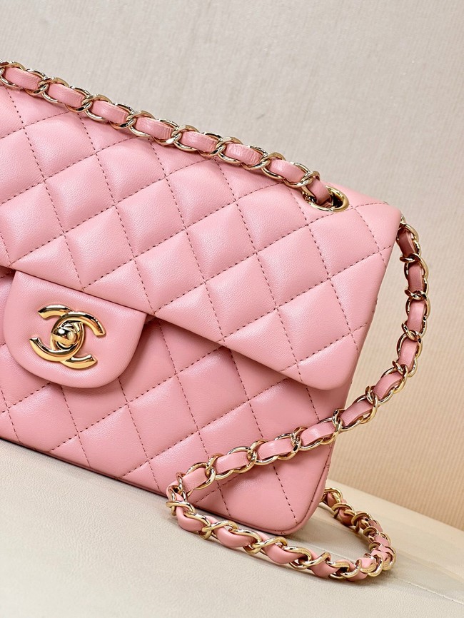 Chanel CLASSIC HANDBAG Lambskin & Gold-Tone Metal A01113 pink