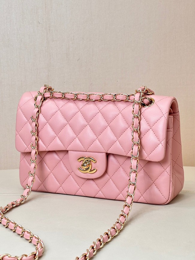 Chanel CLASSIC HANDBAG Lambskin & Gold-Tone Metal A01113 pink