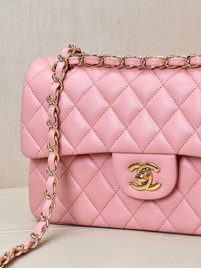 Chanel CLASSIC HANDBAG Lambskin & Gold-Tone Metal A01113 pink