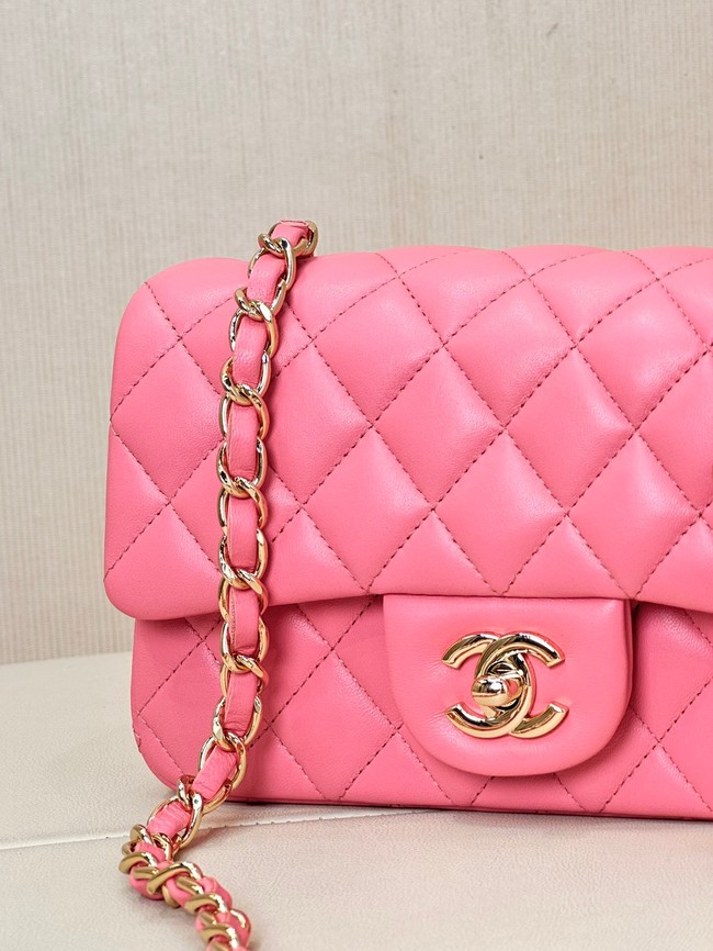 Chanel MINI CLASSIC HANDBAG Lambskin & Gold-Tone Metal A69900  Fuchsia