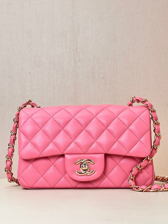 Chanel MINI CLASSIC HANDBAG Lambskin & Gold-Tone Metal A69900 Fuchsia