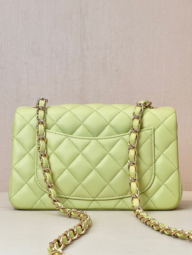 Chanel MINI CLASSIC HANDBAG Lambskin & Gold-Tone Metal A69900 light green