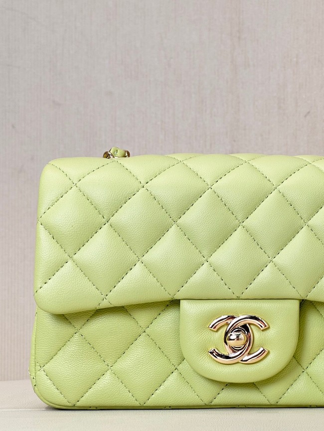 Chanel MINI CLASSIC HANDBAG Lambskin & Gold-Tone Metal A69900 light green