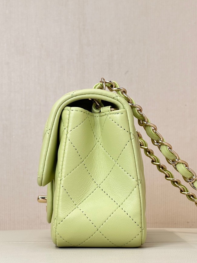 Chanel MINI CLASSIC HANDBAG Lambskin & Gold-Tone Metal A69900 light green