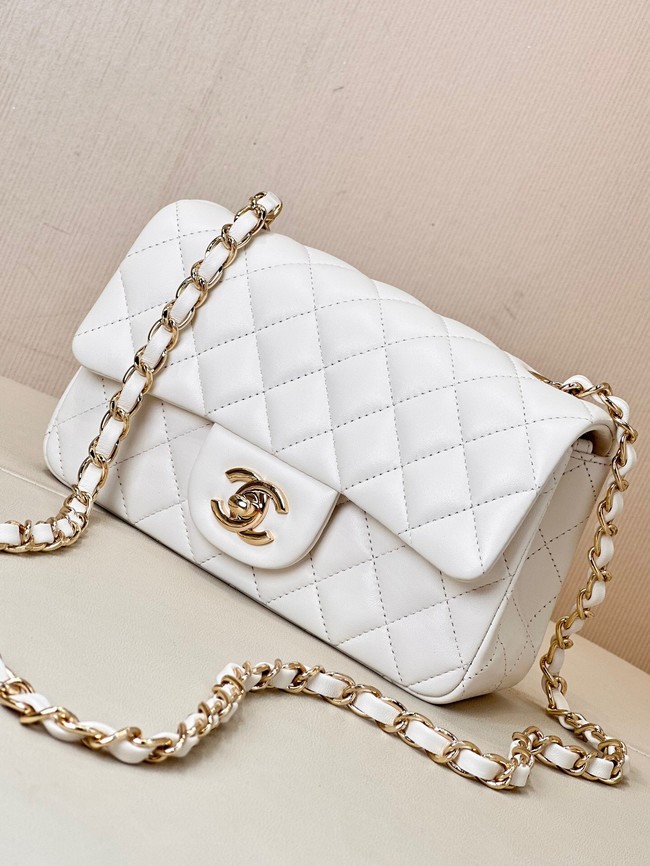 Chanel MINI CLASSIC HANDBAG Lambskin & Gold-Tone Metal A69900 white