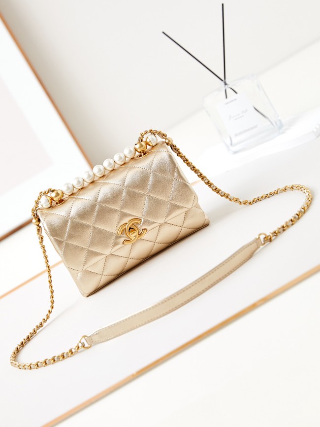 Chanel MINI FLAP BAG WITH TOP HANDLE AS5001 gold