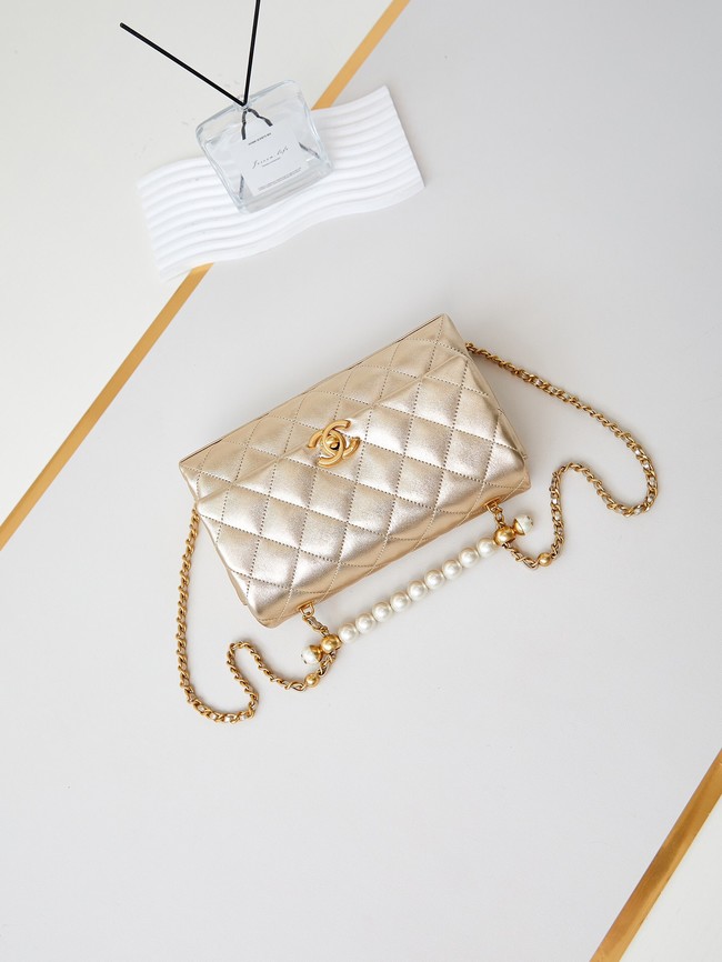 Chanel SMALL FLAP BAG WITH TOP HANDLE AS4997 gold