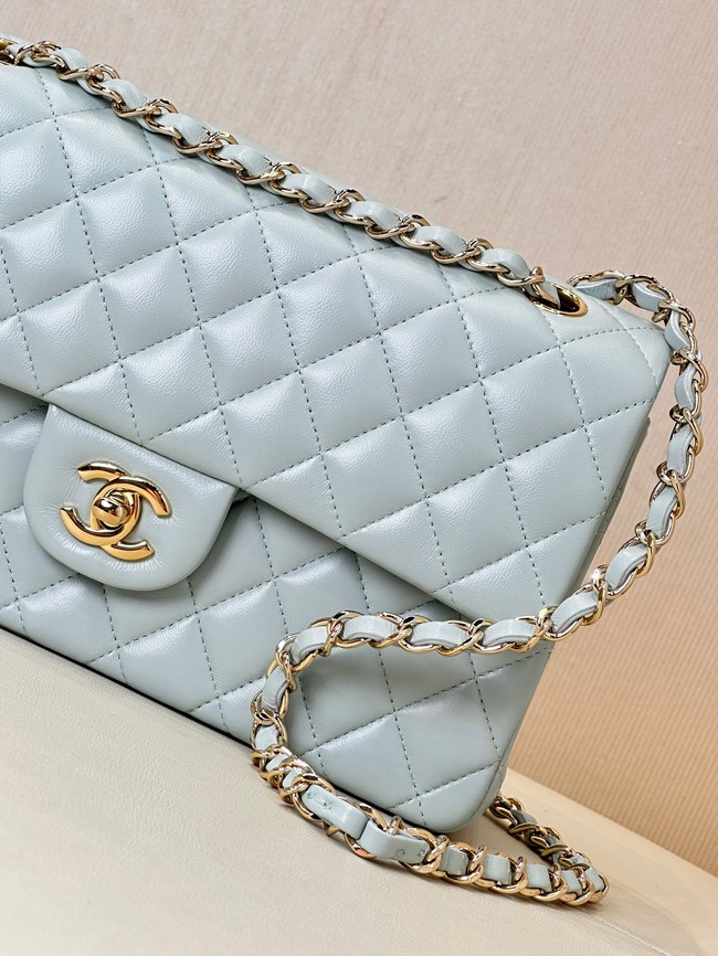 Chanel CLASSIC 11.12 HANDBAG Lambskin & Gold-Tone Metal A01112 light blue