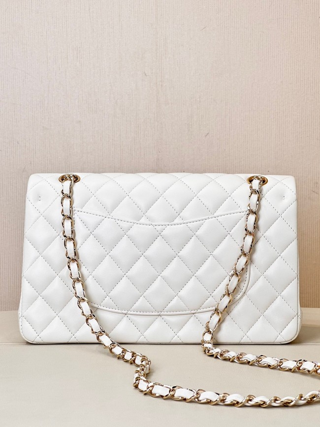 Chanel CLASSIC 11.12 HANDBAG Lambskin & Gold-Tone Metal A01112 white